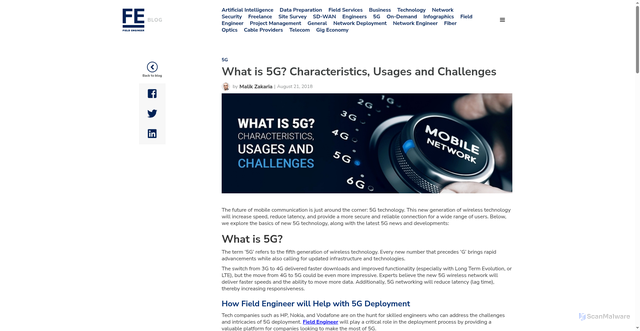 Security scan screenshot of https://www.fieldengineer.com/blogs/what-is-5g