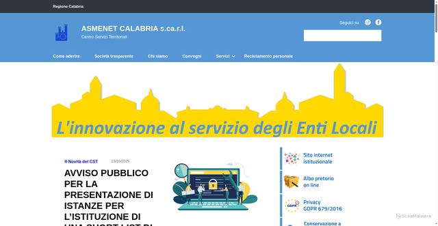 Security scan screenshot of https://www.asmenetcalabria.it/