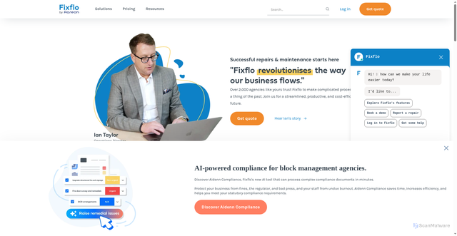 Security scan screenshot of https://fixflo.com