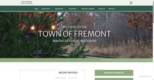 Security scan screenshot of https://townfremontwi.gov/