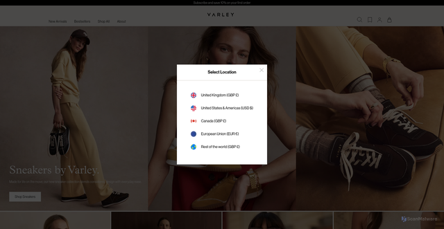 Security scan screenshot of https://www.varley.com