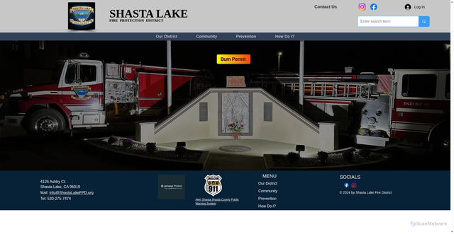 Security scan screenshot of https://www.shastalakefpd.gov/