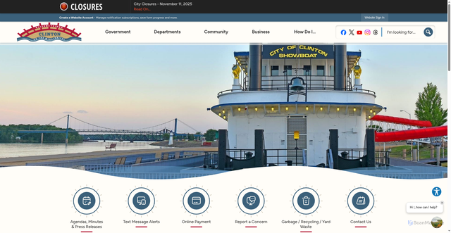 Security scan screenshot of https://cityofclintoniowa.gov/