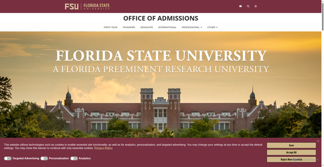 Security scan screenshot of https://admissions.fsu.edu/