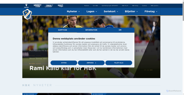 Security scan screenshot of https://hbk.se