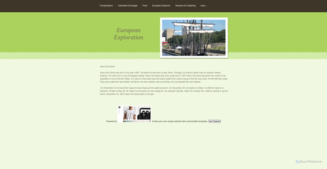 Security scan screenshot of https://explorationbyeurope.weebly.com/vasco-da-gama.html