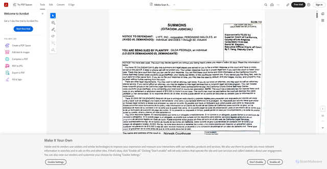 Security scan screenshot of https://acrobat.adobe.com/id/urn:aaid:sc:US:197272fd-ae3a-45c5-9c2d-b3a0bdd79344