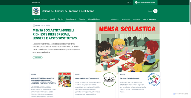 Security scan screenshot of https://www.unionelacernofibreno.it/