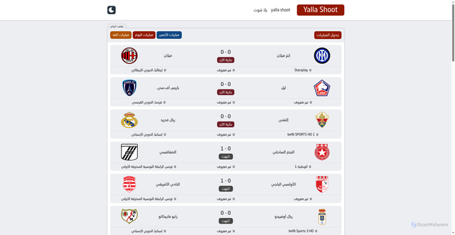 Security scan screenshot of https://www.yalla-shoots365.com/