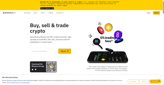 Security scan screenshot of https://www.binance.us/