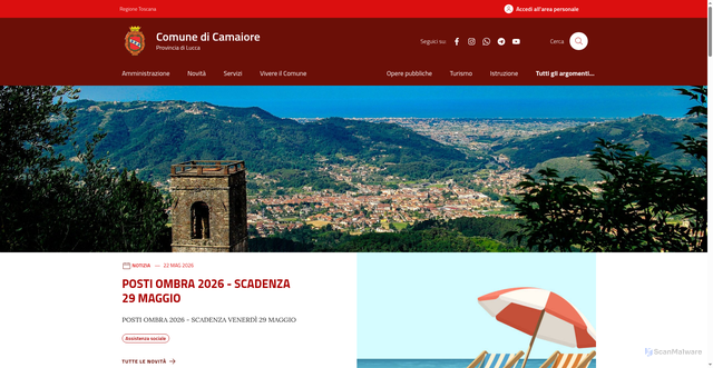 Security scan screenshot of https://www.comune.camaiore.lu.it