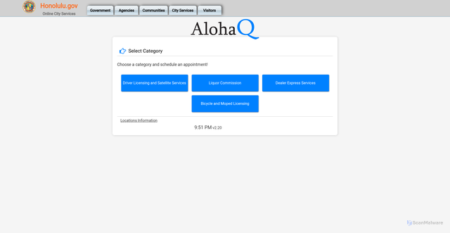 Security scan screenshot of https://alohaq.honolulu.gov/
