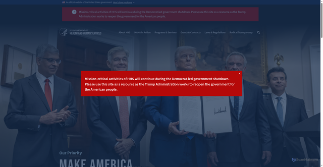 Security scan screenshot of https://www.hhs.gov/