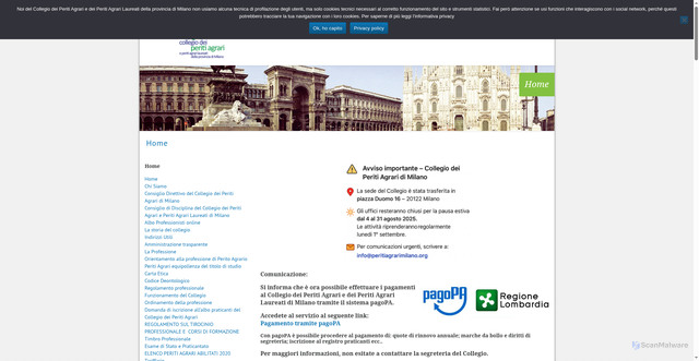 Security scan screenshot of https://www.peritiagrarimilano.org/