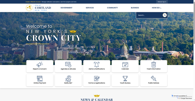 Security scan screenshot of https://cortlandny.gov/