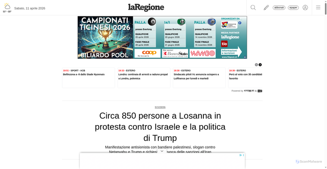 Security scan screenshot of https://laregione.ch
