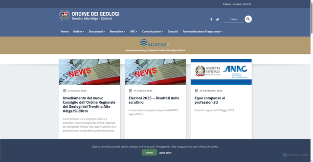 Security scan screenshot of https://geologitrentinoaltoadige.it/
