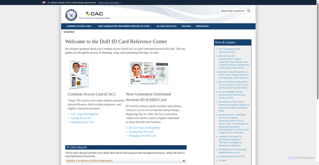 Security scan screenshot of https://www.cac.mil/