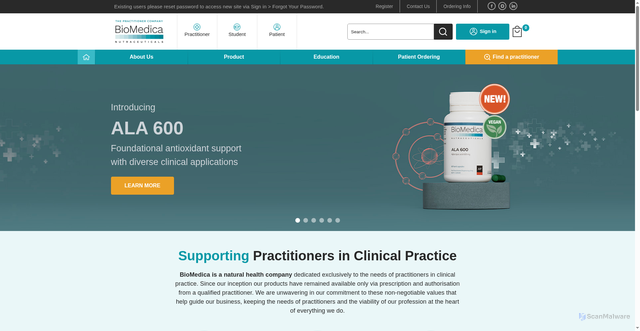Security scan screenshot of https://biomedica.com.au