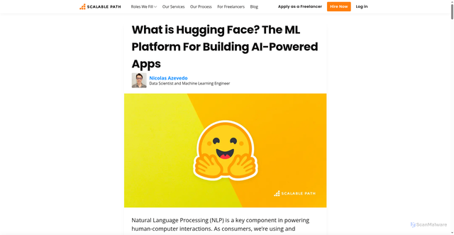 Security scan screenshot of https://www.scalablepath.com/ai/hugging-face