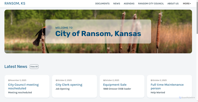 Security scan screenshot of https://cityofransomks.gov/