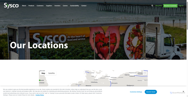 Security scan screenshot of https://sysco.com/en-us/contact/our-locations