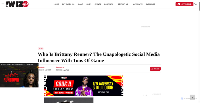 Security scan screenshot of https://wiznation.com/3015334/who-is-brittany-renner-the-unapologetic-social-media-influencer-with-tons-of-game/
