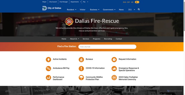 Security scan screenshot of https://dallascityhall.com/departments/fire-rescue/Pages/default.aspx