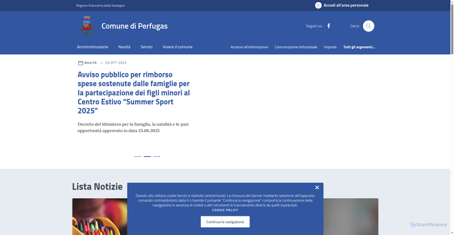 Security scan screenshot of https://comune.perfugas.ss.it/