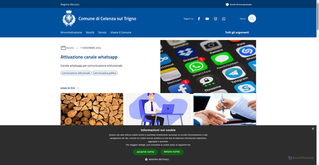 Security scan screenshot of https://www.comune.celenzasultrigno.ch.it/it