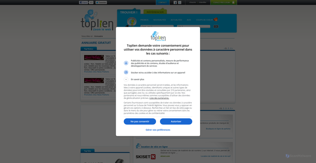 Security scan screenshot of https://www.toplien.fr