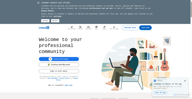 Security scan screenshot of https://lnkd.in/
