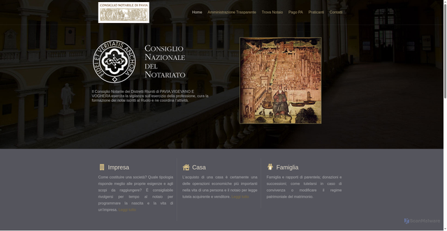 Security scan screenshot of https://www.consiglionotarilepavia.it