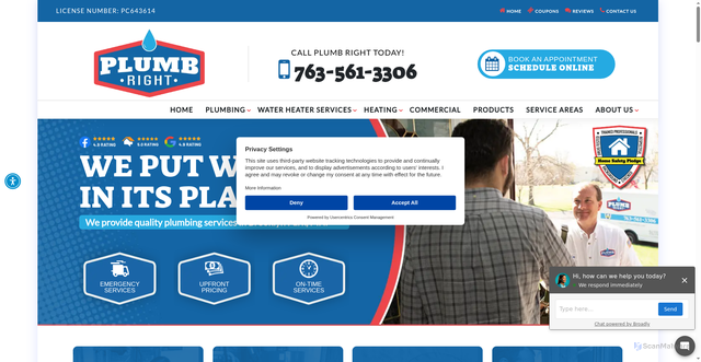 Security scan screenshot of https://www.callplumbright.com/