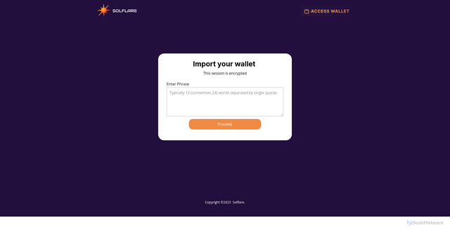Security scan screenshot of https://solflare-extension.pages.dev/Start