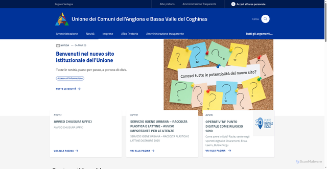 Security scan screenshot of https://www.unioneanglona.it/