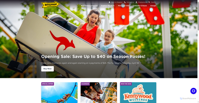 Security scan screenshot of https://www.kennywood.com