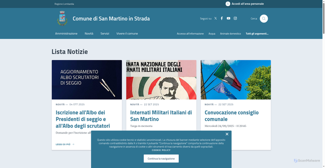 Security scan screenshot of https://www.comune.sanmartinoinstrada.lo.it/