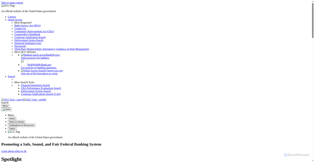 Security scan screenshot of https://occ.gov/