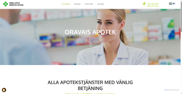 Security scan screenshot of https://oravaisapotek.fi