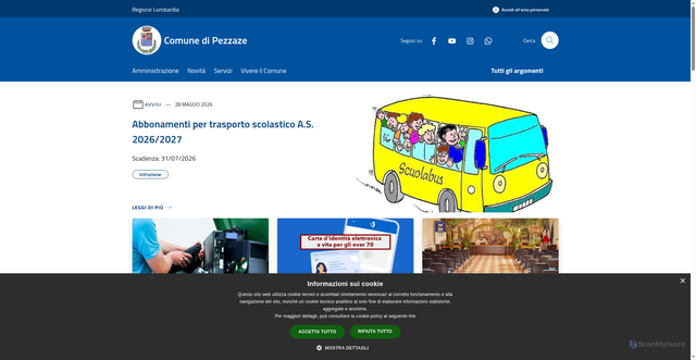 Security scan screenshot of https://www.comune.pezzaze.bs.it