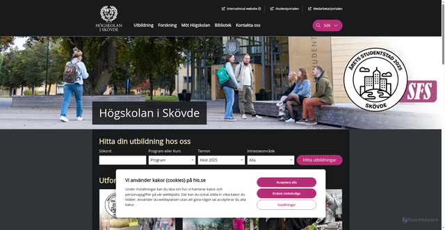 Security scan screenshot of https://www.his.se/