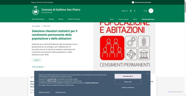 Security scan screenshot of https://www.comune.settimosanpietro.ca.it