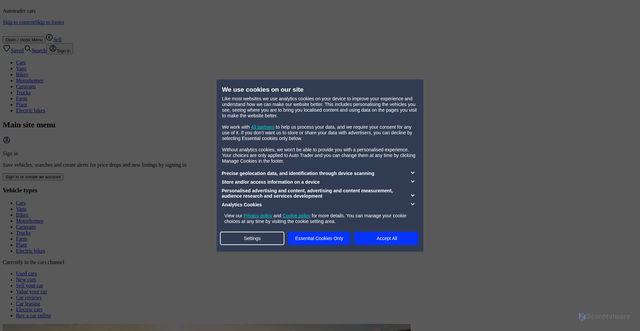 Security scan screenshot of https://autotrader.co.uk
