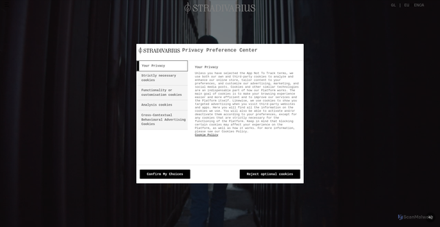 Security scan screenshot of https://companyprofile.stradivarius.com