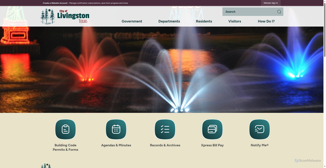 Security scan screenshot of https://www.cityoflivingston-tx.com/