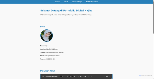 Security scan screenshot of https://najiha-o4l2u39uri.edgeone.app/