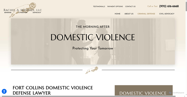 Security scan screenshot of https://www.rachelamichael.com/criminal-defense/domestic-violence/