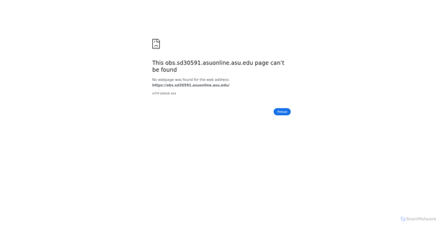 Security scan screenshot of https://obs.sd30591.asuonline.asu.edu