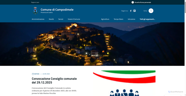 Security scan screenshot of https://www.comune.campodimele.lt.it/